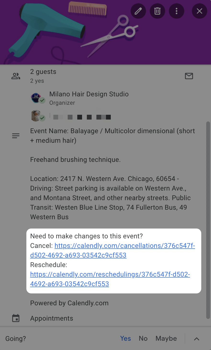 Where to find the reschedule link in your confirmation email